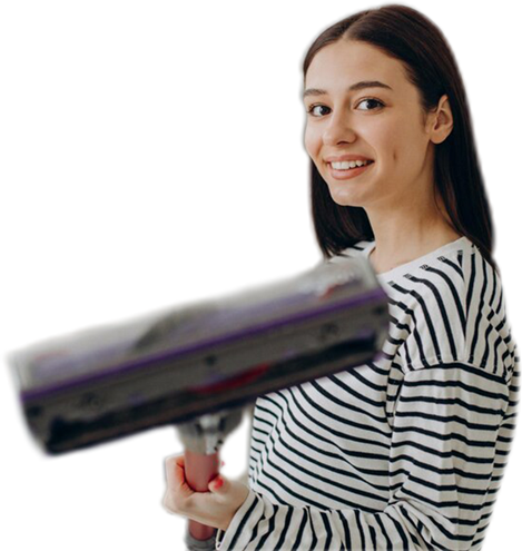 woman holding a vacuum