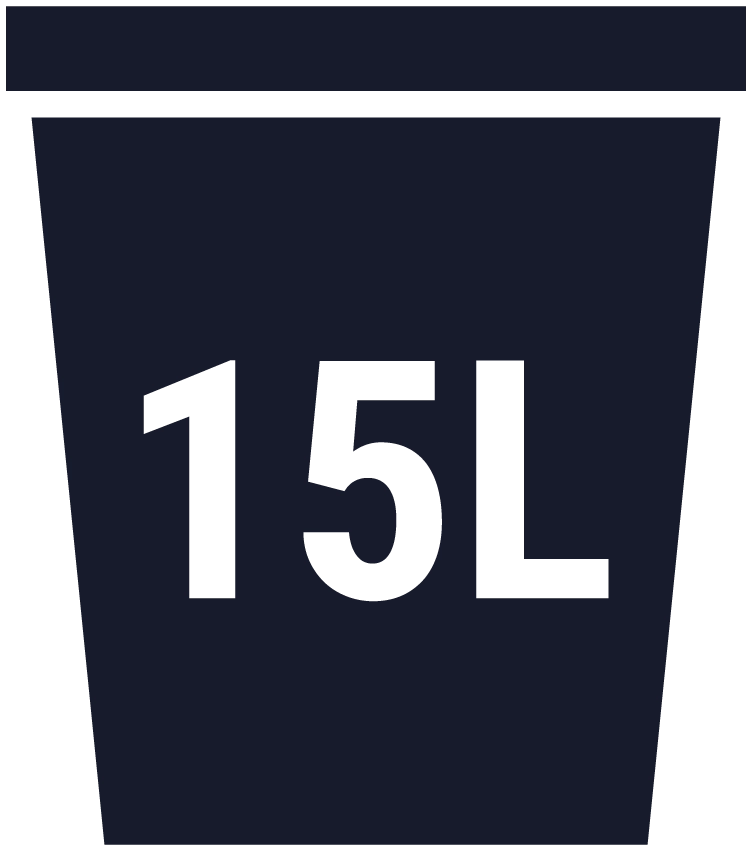 15 Liter dust bin capacity central vacuum icon