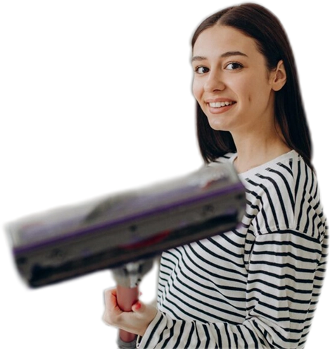 Close up lady with a vacuum